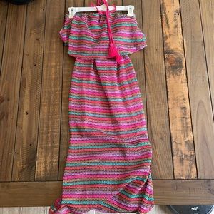 Stunning crochet midi dress with tie halter neck